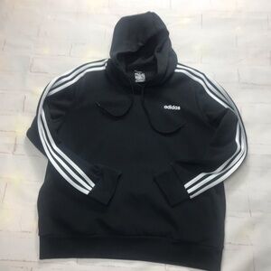 Adidas : Black Hoodie with White Stripes pullover size X-Large